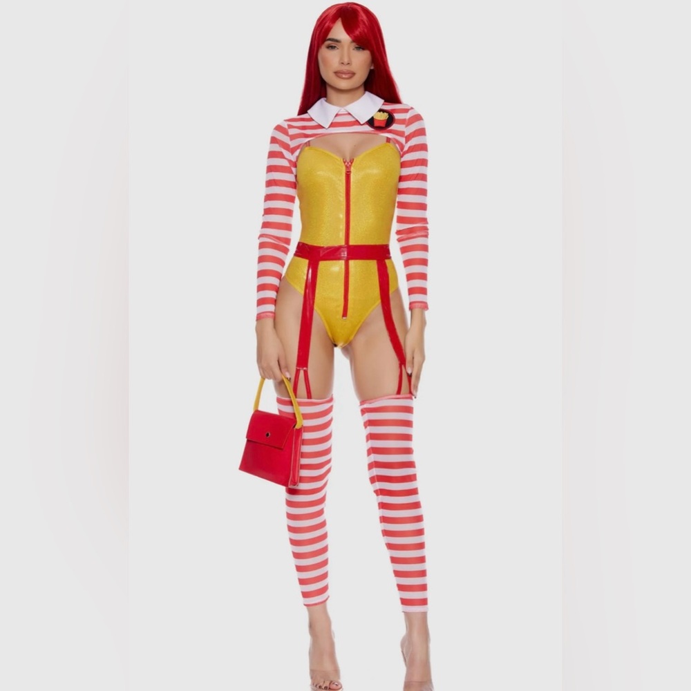 FOUR PIECE SEXY FAST FOOD EMPLOYEE COSTUME!
